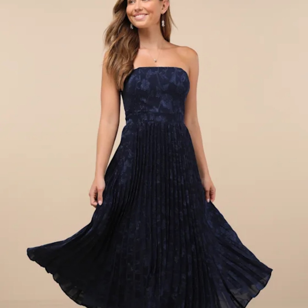 Lulu's Midnight Blue Strapless Dress